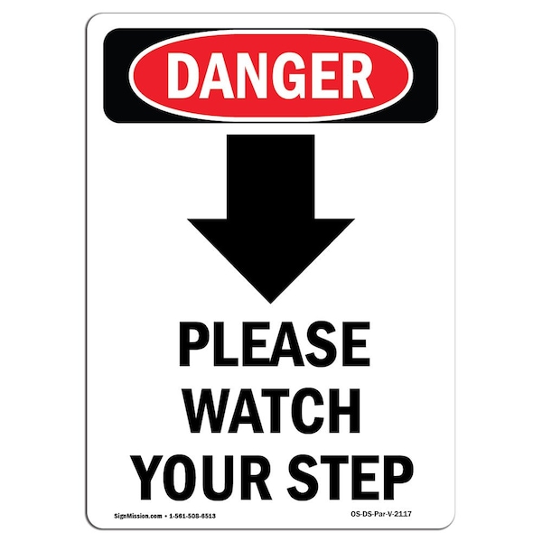 OSHA, Please Watch Your, 5in X 3.5in, 10PK, 3.5" W, 5" L, Portrait, PK10, OS-DS-D-35-V-2117-10PK